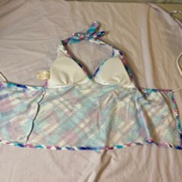 Beach Scene Halter Bikini Tankini Top 90s Y2K Print Size S - Picture 6 of 8